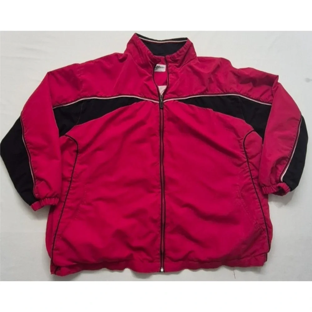 VTG Wilson men Red full zip windbreaker jacket 2XL lined, 90s, retro, Y2K, sport